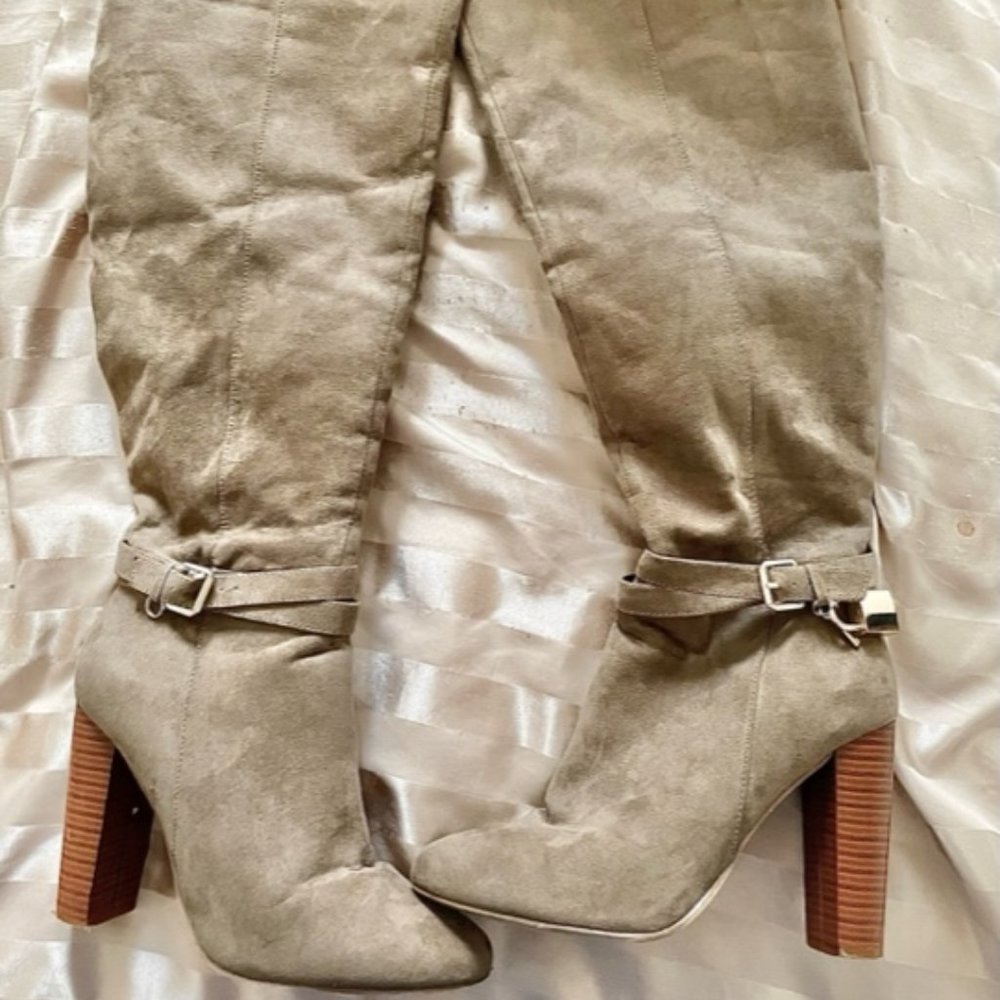 Suede Taupe Knee High Boots